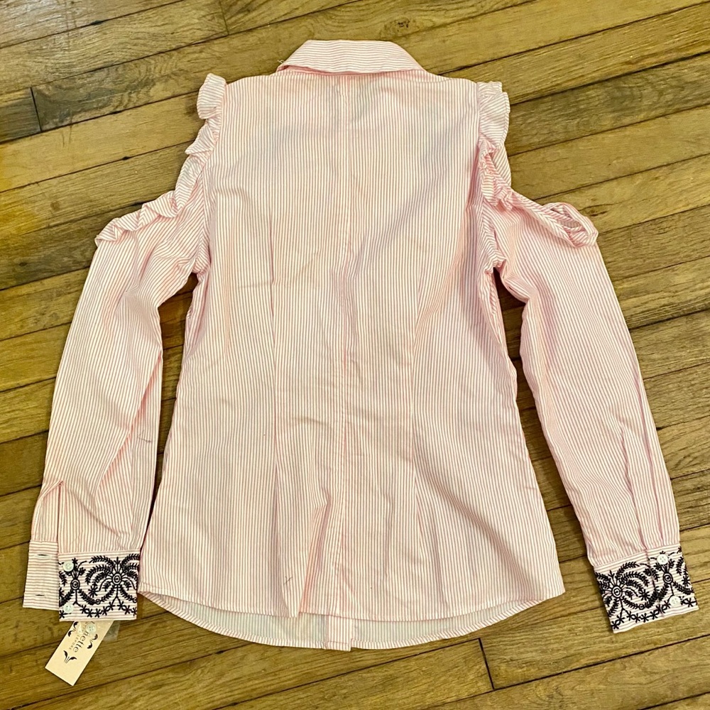 NANETTE LEPORE Cold Shouder Ruffle Button Down NWT - Picture 8 of 10